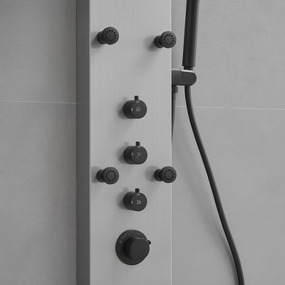 Black Nickel Multi-Function Rainfall Shower Panel System with Body Jets