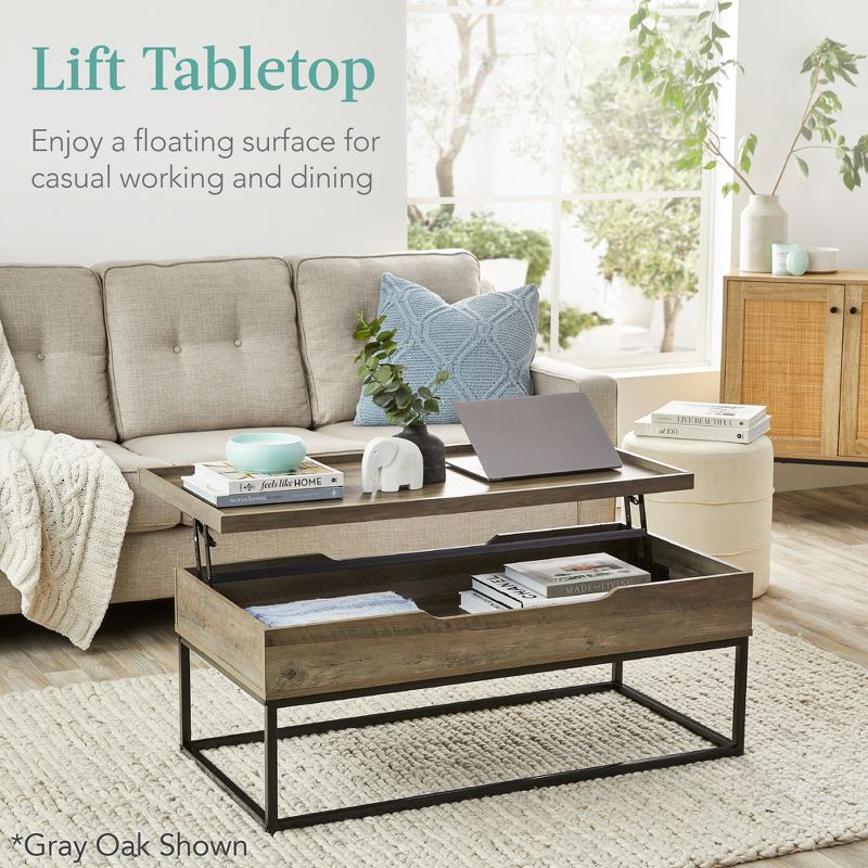 Best Choice Products 44in Lift Top Coffee Table for Living Room w/ Tray Edge Tabletop, Wood-Grain Finish, 3 of 9