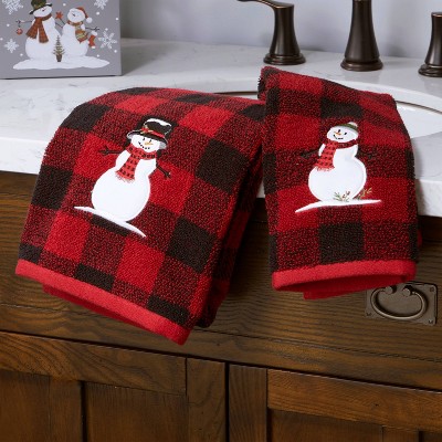 Red Buffalo Check Cotton Holiday Washcloth Set
