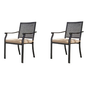 Captiva Designs 2pc Outdoor Patio Dining Chairs with Steel Frame and Ventilated Backs - 1 of 4