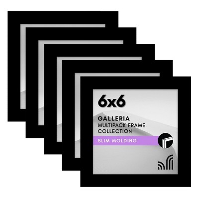 Americanflat 6x6 Picture Frame with Polished Plexiglass - Set of 5 - Galleria - Square Frames for Tabletop and Wall Display - Black