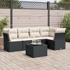 vidaXL 6 Piece Patio Sofa Set with Cushions Black and Cream Poly Rattan - With Table - 2 of 4