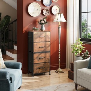 Dresser 4-Drawer Fabric Storage Tower Organizer for Bedroom, Hallway, Entryway, Closets with Steel Frame, Wood Top, Easy Pull Handle - 1 of 4