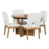 Modern Dining Set for 4,Rubber Wood Extendable Round Dining Table with Removable Leaf and 4 Upholstered Dining Chairs for Small Places-Tanpinhause - 2 of 4