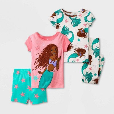 Toddler Girls' 4pc Disney Princess The Little Mermaid Pajama Set - Pink