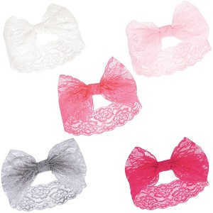 Hudson Baby Infant Girl Headbands 5pk, Pink White, 0-24 Months - 1 of 1