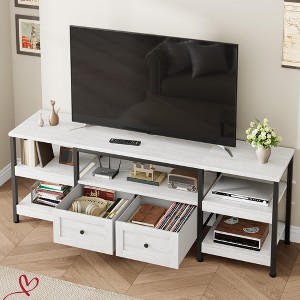 Rustic 63"/71" /79" TV Stand for TVs Up to 65"/75"/85" Industrial Media Console w/2 Drawers and Open Storage Shelves - 1 of 4