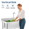 Karl Home 21.6 in.Freestanding Stainless Steel Single Basin Utility Sink with Storage Shelves - 3 of 4