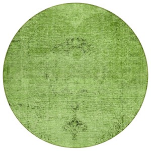 Green And Olive Green Oriental Washable Indoor Outdoor Area Rug - 1 of 4