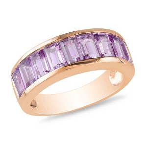 EVERLY JEWELRY | Rose Plated Sterling Silver 2 1/3 CT TGW Baguette Cut Amethyst Channel Set Semi Eternity Ring - 1 of 1