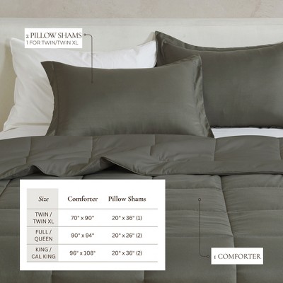 Full/Queen Dark Grey Reversible Down Alternative Microfiber Comforter Set