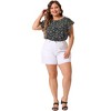 Agnes Orinda Women's Plus Size Crew Neck Floral Tie Waist Ruffle Flare Sleeve Blouses - image 3 of 4