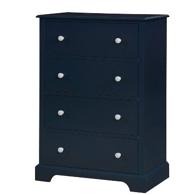 Transitional 4 Drawer Wooden Chest with Knob Pulls Blue - Benzara