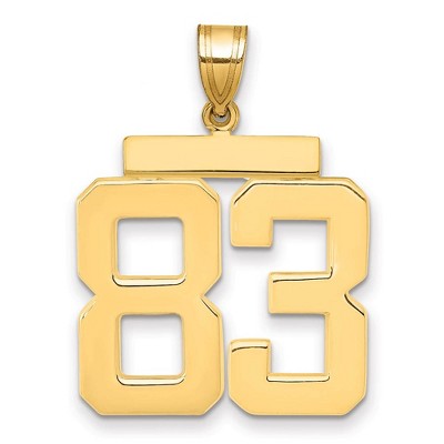 Black Bow Jewelry 14k Yellow Gold, Athletic Collection, Large Polished Number 83 Pendant