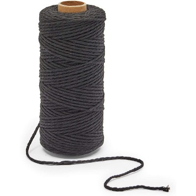 Bright Creations Black Macrame Cotton Cord, Knitting Rope Arts and Crafts Supplies (3mm, 164 Yards)