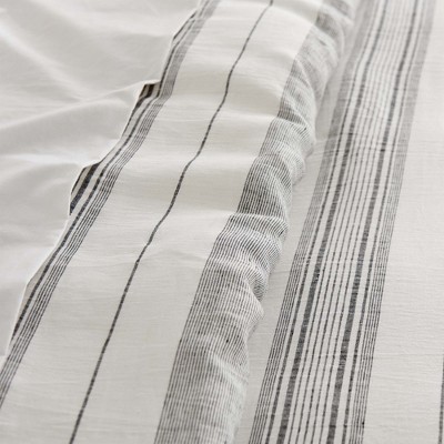 White and Gray Cotton Twin Duvet Set