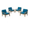Outdoor Acacia Wood Patio Club Chairs Set of 4 with Water-Resistant Cushions, Outdoor Chair with Slat Panel Design for Garden or Deck-Coolbibila - 3 of 4