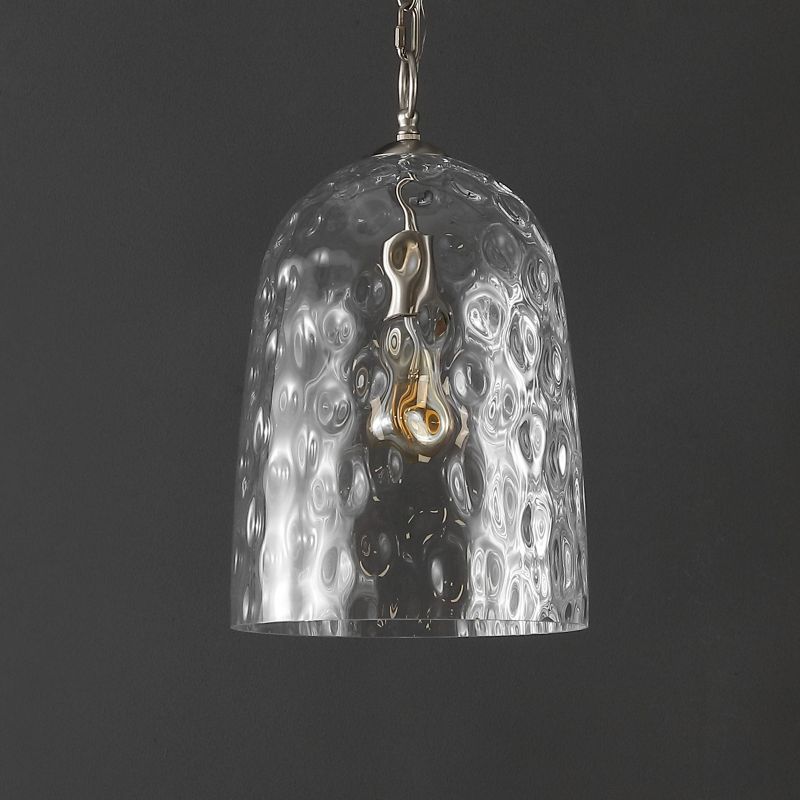10&#34; Matilda Industrial Designer Iron/Dimple Glass Dome LED Pendant Nickel/Clear - JONATHAN Y, 5 of 11