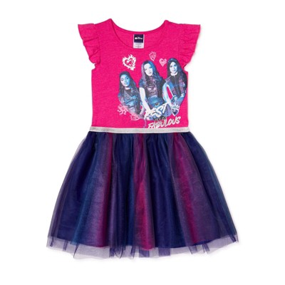Disney Descendants Mal Evie Uma Little Girls Fashion Short Sleeve Dress 