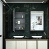Keonjinn 24 in. W x 36 in. H Metal Framed Black Rectangular Framed Recessed/Surface Mount with Mirror,Black - 2 of 4