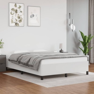 vidaXL Elegant White Full-Size Bed Frame in Faux Leather - Suitable for 53.9"x74.8" Mattress, Durable Plywood & Engineered Wood Construction