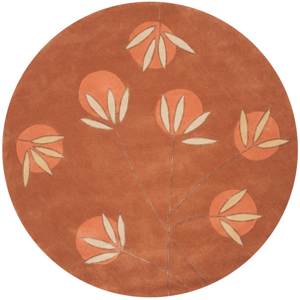 6' Round Telford Floral Tufted Area Rug Orange - Safavieh