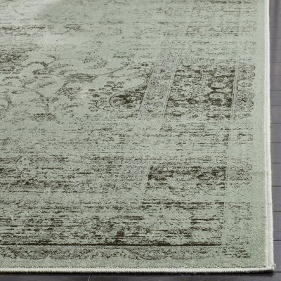 Spruce and Ivory Floral Viscose Runner Rug