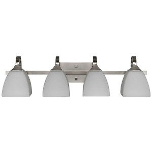 Sunset Lighting Starling 4-Light Vanity, Frosted Opal Glass Dimmable Bright Satin Nickel Finish - 1 of 4