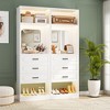 Besiost Freestanding Closet System with 3 Drawers, Wooden Closet Organizer with Mirror and Shelves - 3 of 4
