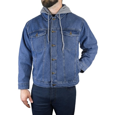 Victory Outfitters Men's Fleece Lined Denim Hoodie Jacket Medium Blue L