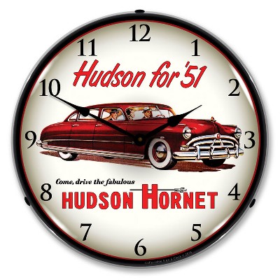 Collectable Sign & Clock | 1951 Hudson Hornet LED Wall Clock Retro/Vintage, Lighted