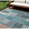 Teal Blue Aqua And Gray Striped Washable Indoor Outdoor Area Rug - 2 of 4