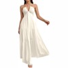 Clotth Women's Romantic Floral Printed Beach Vacation Halter V-Neck Pleated Backless A-Line Dress For Summer Hawaii,Summer Dresses, White-XS - 2 of 4