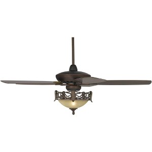 52" Casa Vieja Rustic Vintage Ceiling Fan with LED Light Remote Oil Rubbed Bronze Scavo Glass Bowl Low Profile for Living Kitchen Bedroom Family Room - 1 of 4