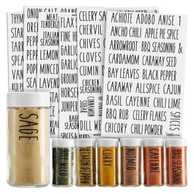 Talented Kitchen 145 Spice Labels Stickers, Preprinted Clear Spice Jar Labels for Herbs, Kitchen Spice Rack Organization, Water Resistant