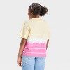 Girls' Disney Stitch and Angel Boxy Washed Short Sleeve Graphic T-Shirt - Yellow - 3 of 4