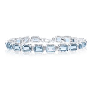 Simona Sterling Silver, 24.50cttw Blue Topaz Gem, 7x5mm Octagon Bracelet - Blue - 7+1 Inch - 1 of 2