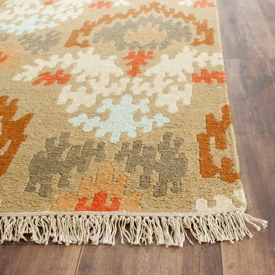 Sumak 4' x 6' Sage Multicolor Wool Flat Woven Area Rug