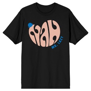 Mr. Men And Little Miss Classic Nah Me Lazy Crew Neck Short Sleeve Men's Black T-shirt - 1 of 3
