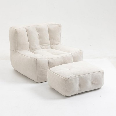 GustoWave Fluffy Bean Bag Chair, Comfortable Bean Bag, Super Soft Lazy Sofa Chair with Memory Foam and Ottoman, 38.6''*36.6''*30.1''