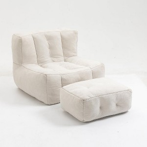 GustoWave Fluffy Bean Bag Chair, Comfortable Bean Bag, Super Soft Lazy Sofa Chair with Memory Foam and Ottoman, 38.6''*36.6''*30.1'' - 1 of 4