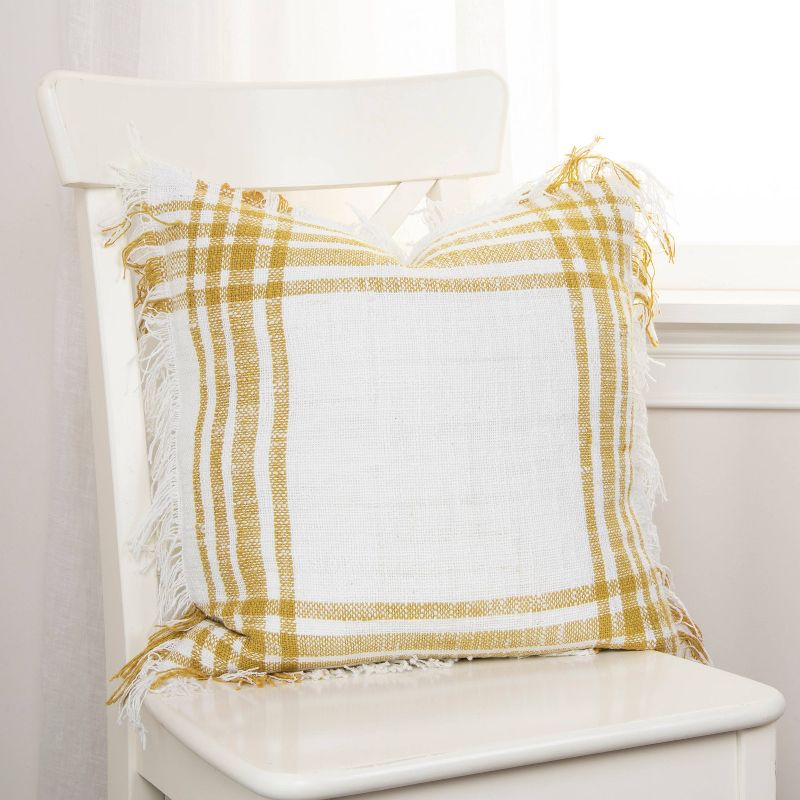 18"x18" Poly Filled Plaid Square Throw Pillow - Rizzy Home, 6 of 10
