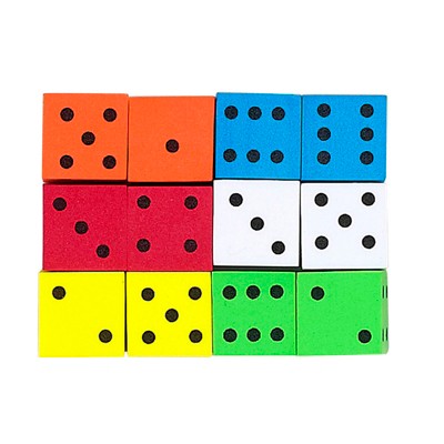 Koplow Games Assorted Color Spot 16mm Foam Dice, Pack of 12, 6 Packs