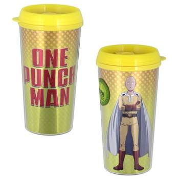One Punch Man Hero Plastic 16 oz. Tumbler Travel Mug Yellow