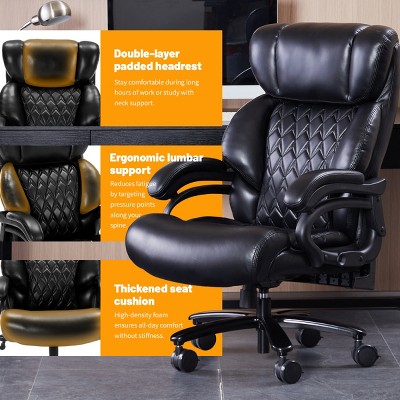 Executive Office Chair Modern with Adjustable Headrest and 800LBS Capacity for Home Office 24in Wide Seat - 3irtyhousy