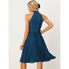 Allegra K Women's Summer Tie Halter Neck Sleeveless Cocktail Pleated Dress - 3 of 4