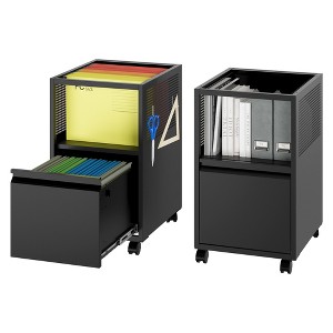 Mlezan Mobile Drawer File Cabinet: Metal, Rolling Design with Shelves. Fits Letter/Legal/F4/A4 Files, Ideal for Home or Office Organization. - 1 of 4