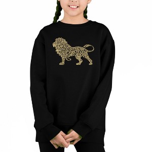 LA Pop Art Lion - Girl's Word Art Crewneck Sweatshirt - 1 of 3