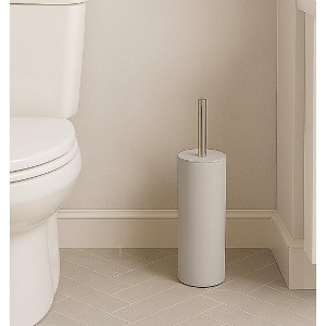Home Mart Goods Modern Light Grey Toilet Brush Set with Holder - 15" Tall - 1 of 3