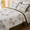 Green Rose 3-Piece Comforter Set Queen Size, Elegant Floral Bedding with 1 Comforter & 2 Pillowcases, Soft, Lightweight & Cozy - 2 of 4